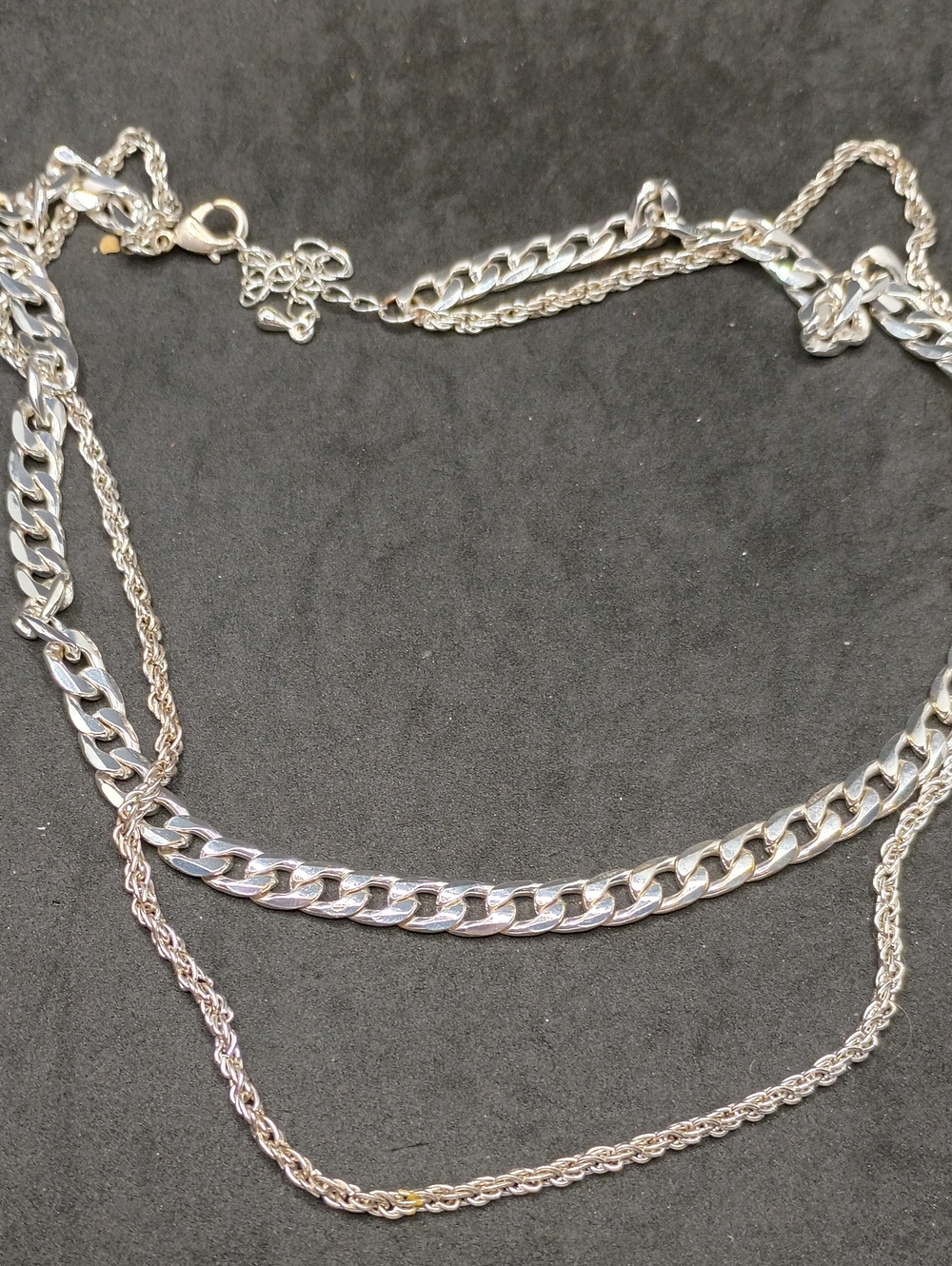 Layered Silver Tone Chain Necklace